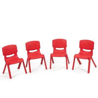 Topbuy 4-Piece Plastic Kids Chair Modern Stackable Learning Chairs Red/Blue