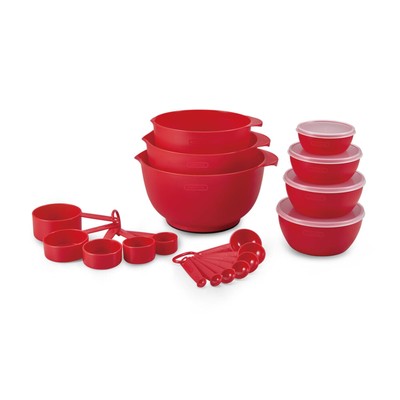 Farberware Pro 23 Piece Plastic Baking Set Red Dishwasher Safe Anti Slip Base