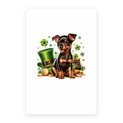 St Patrick's Day Greeting Card - Miniature Pinscher Puppy