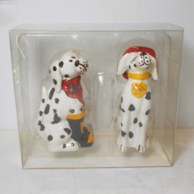 Blue Sky Clayworks Dalmatian Dog Fire Dept House Salt Pepper Shakers