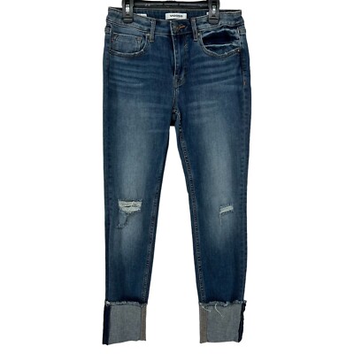 Vigoss Marley Mid Rise Straight Leg Skinny Crop Jeans Blue Women's sz 27 NWT