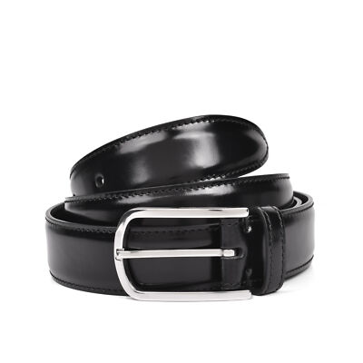 Pre-owned Brunello Cucinelli Men's 100% Genuine Calf Leather Formal/casual Belt In Nero