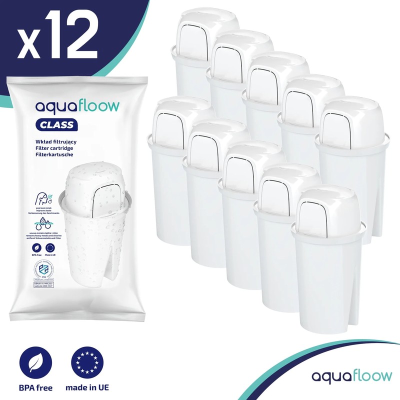 12 Aquafloow Cartouches D'Eau Pour Carafe Filtrante Brita Classic - Remplacement