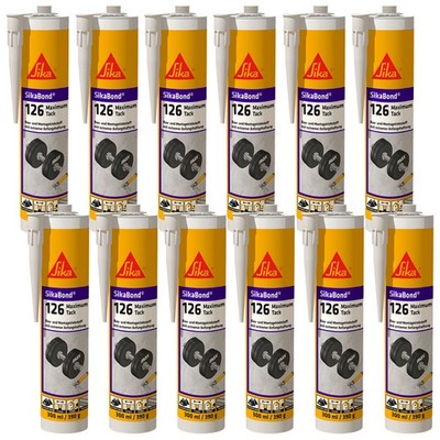 12x Sikabond Maximum Tack Bau- und Montageklebstoff SCHWARZ 300ml Kartuschen