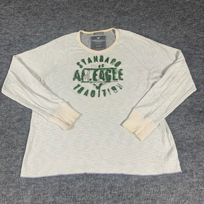VTG American Eagle Shirt Mens XL Gray Thermal Embroidered  Distressed Y2K Retro