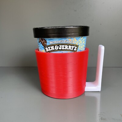 Red/White Custom-Made Ice Cream Pint Koozie Cozy Huggie Insulated Holder