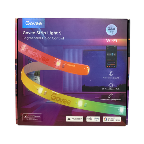 Govee Strip Light S, сегментированный регулятор цвета, 32,8 фута, Настраиваемая лента RGBICW