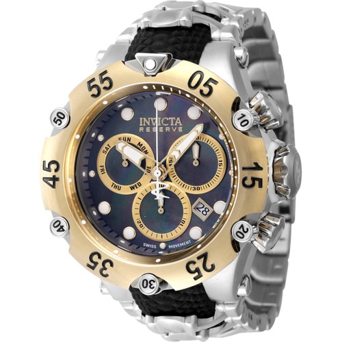 Pre-owned Invicta Men's Watch Reserve Chronograph Black, Gold Tone Dial Bracelet 47217