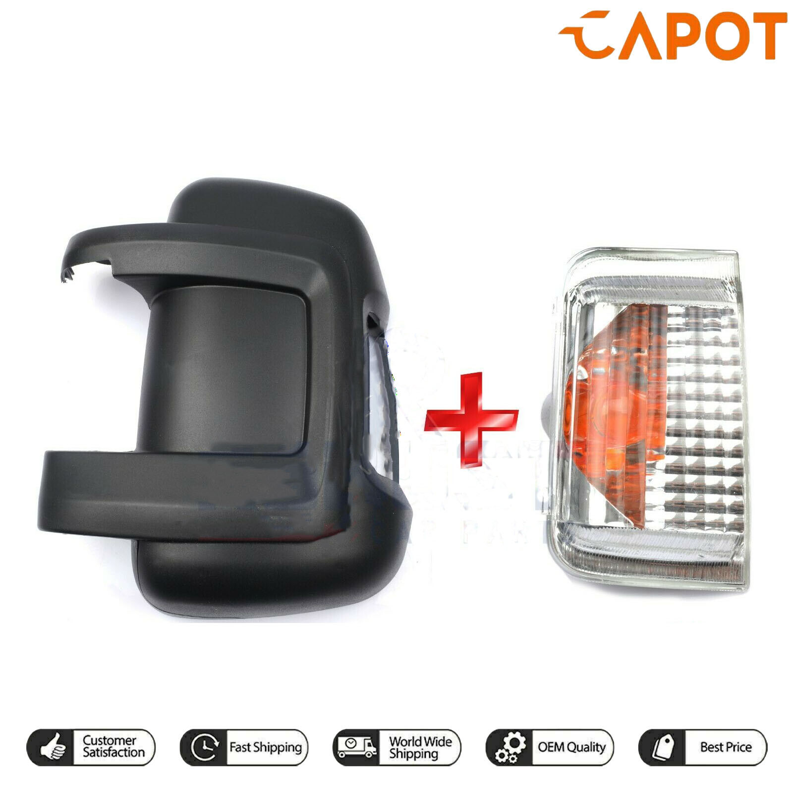 Left Wing Mirror Cover + Lens Lamp For Fiat Ducato Peugeot Boxer Citroen Relay
