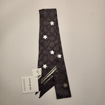 NWT Coach CP340 Signature Twinkle Star Print Silk Skinny Scarf