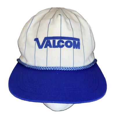 Vintage Valcom Communications Ball Cap Pinstripe Hat Adjustable Snapback