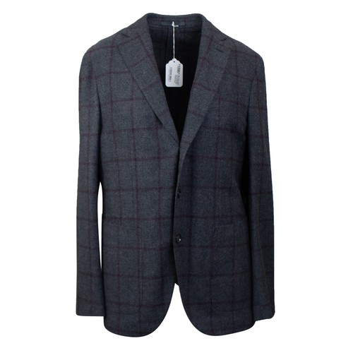 Pre-owned Caruso Grey Wool Checked Single Breasted Blazer 8r Size 50 $1395 In Gray
