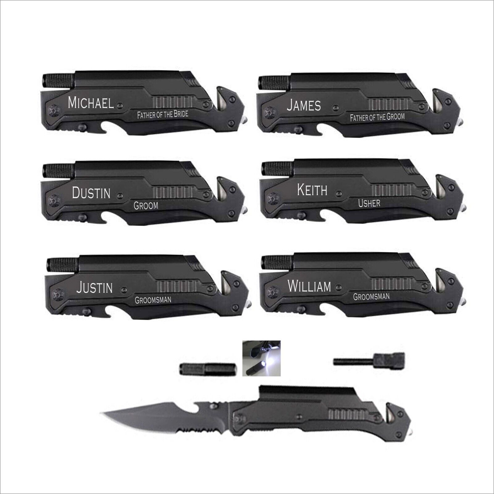 Of Groomsmen Gifts-bulk Discount- Personalized Multitool Rescue Pocket Knife