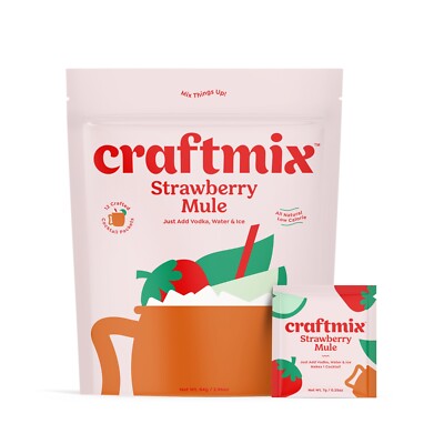 Strawberry Moscow Mule All Natural Cocktail Mocktail Mixer - 12 Pack by Craftmix