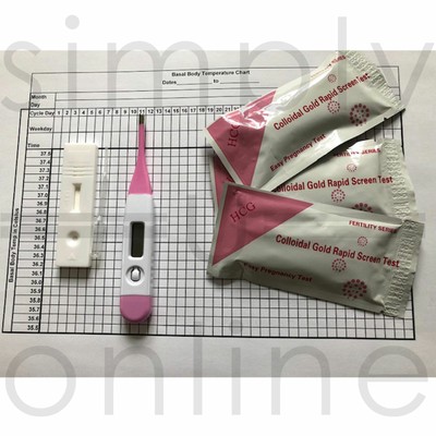 Ovulatietabel, thermometer + 20 zwangerschapscassettentest