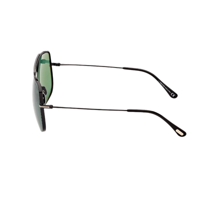 TOM FORD TOM FORD SUNGLASSES MEN SHINY BLACK METAL GREEN LENS PILOT FT0927 01N 61MM LIAM