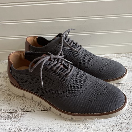 Men\'s Knit Derby Shoes in Gray with Brown Trim The Jack Shoe - Grey/Brown Leather Shoes | TAFT main image 3