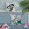 JEFERSO Nautical Coastal Pillow Covers 18x18 Set of 2 Blue Seashell Starfish Throw Pillows Summer Beach Themed Ocean Decorative Pillow Cases Outdoor Holiday Linen Cushion Case for Couch Sofa Decor