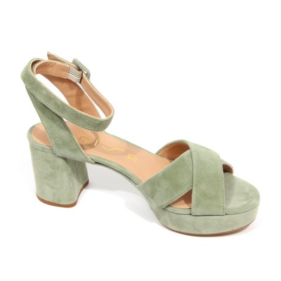 00000 G4546 SANDALO DONNA UNISA LIGHT GREEN SUEDE SANDAL SHOE WOMAN