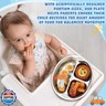 Tioncy 6 Pcs Stainless Steel Kids Plates 3 Sections Divided Unbreakable Dinner Plates Cute Monkey Shape bowls for Babies, Toddlers and Kids Lunch, Portion Control, Camping
