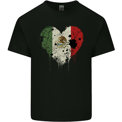 Love Mexico Flag Mexican Day Football Mens Cotton T-Shirt Tee Top