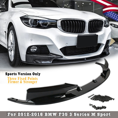 For BMW 3 Series F30 328i 335i M Sport 12-18 Black Front Bumper Lip Spoiler