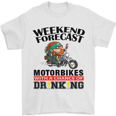 Weekend Forecast Motorbikes Mens T-Shirt 100% Cotton