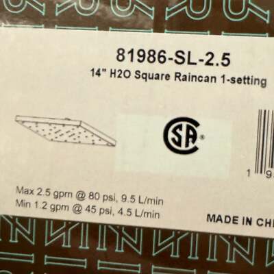Brizo 81986-SL-2.5 Essential 2.5 GPM 14'' Square Raincan Shower Head, Luxe Steel