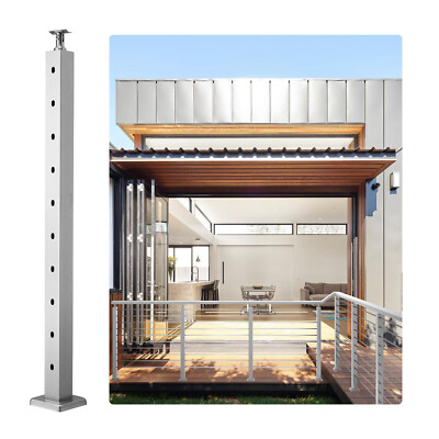 VEVOR Cable Railing Post 36x2x2in Level drilled Deck Railing Post Silver 1Pack