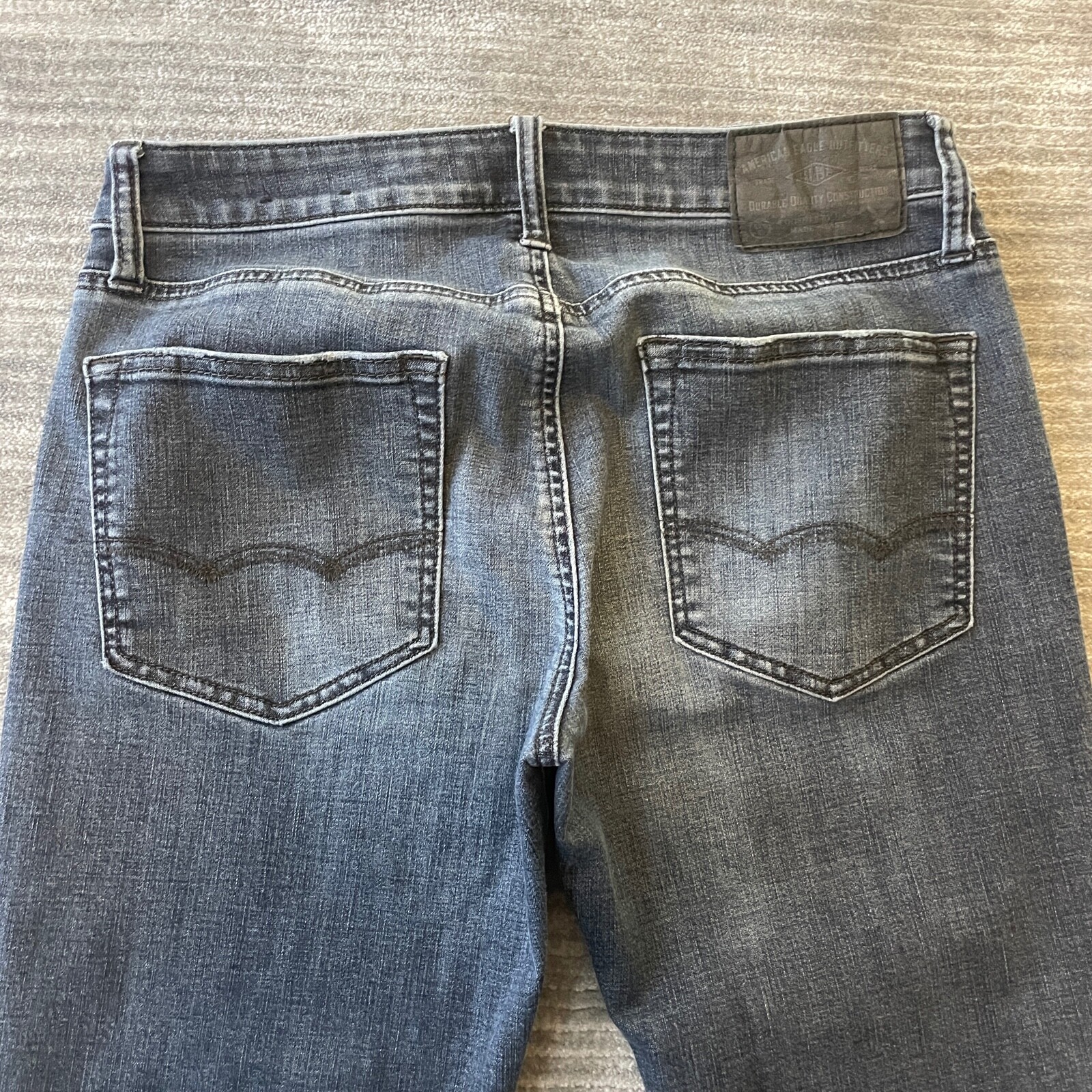 American Eagle Jeans Size 31x30 Mens Slim Straight Stretch Blue Hemmed