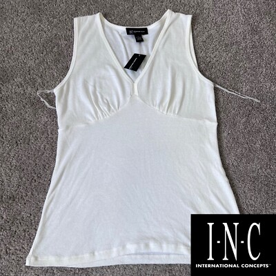 INC International Concepts Top Women s Size L Petite White Sleeveless blouse NWT