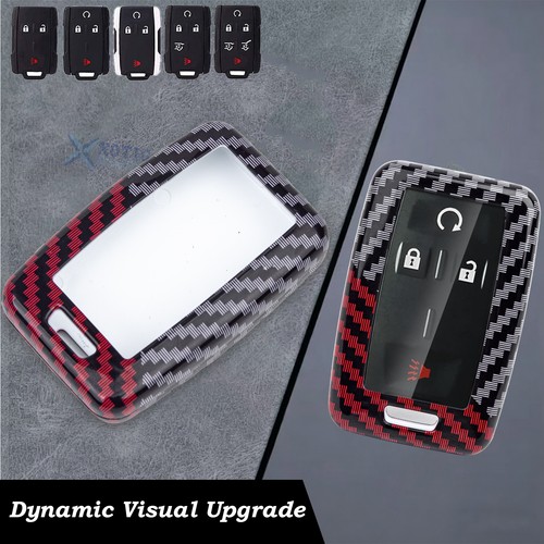 Black Red Carbon Style Key Holder Shell Protector For Chevrolet or GMC Smart Key
