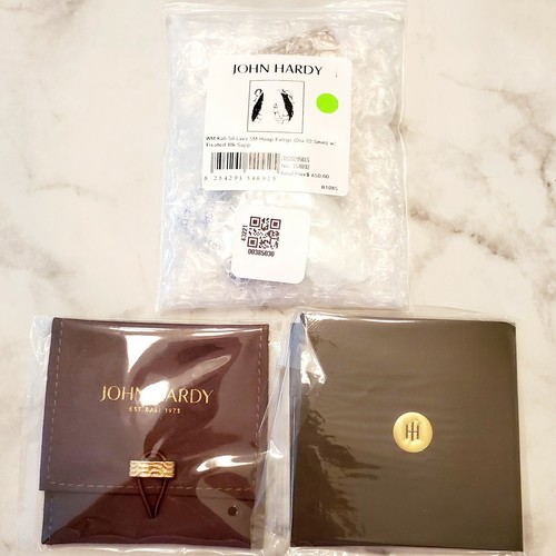 Pre-owned Kali $650 | John Hardy Silver  Lava Small Hoop Earrings Pave Black Sapphire