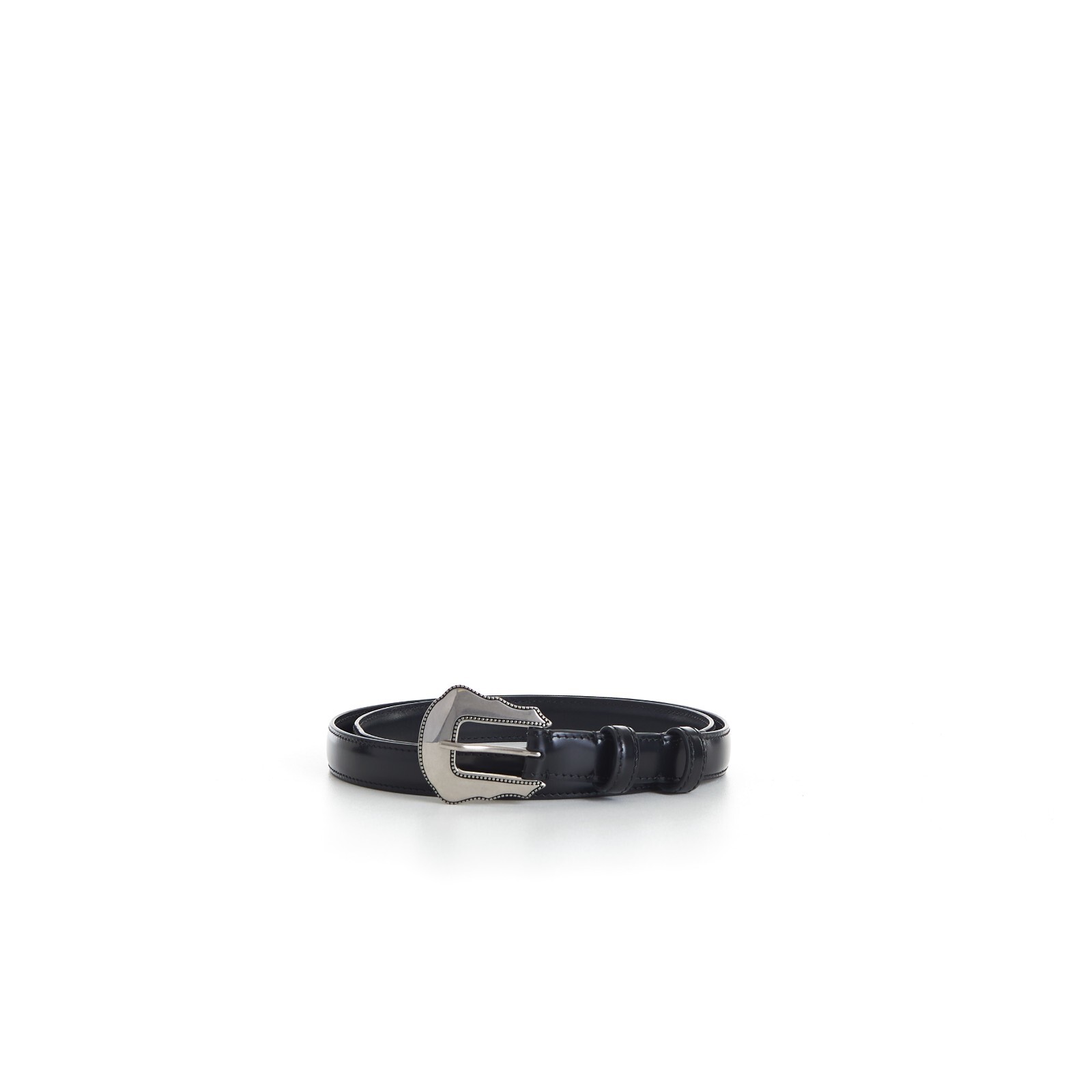 Pre-owned Celine 450$ Black 'bc-04' 18mm Belt - Taurillon Leather, Western Buckle