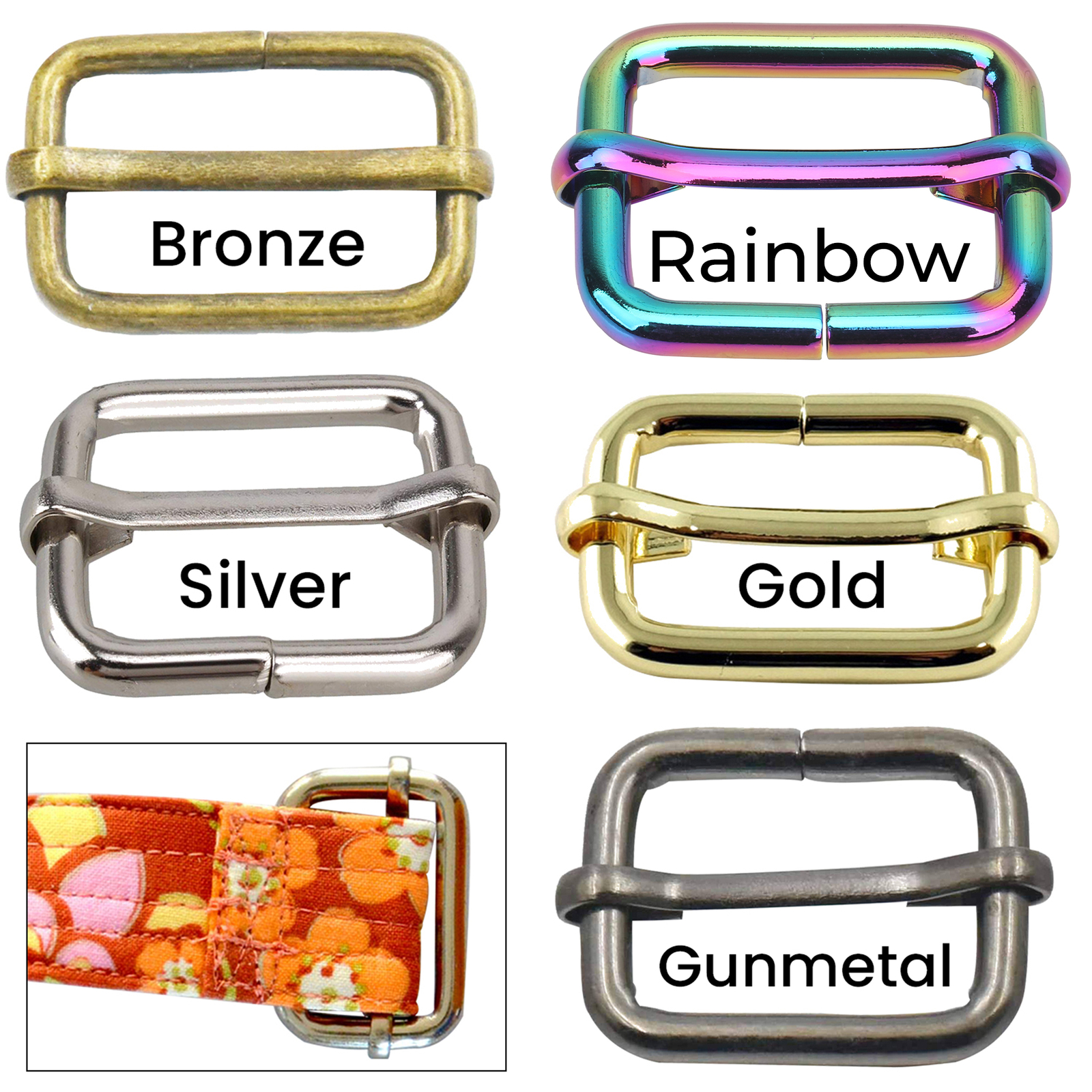 Weddecor 25mm Metall Sliding Bar Schnalle Verstellbar Tri-Glide Lederband