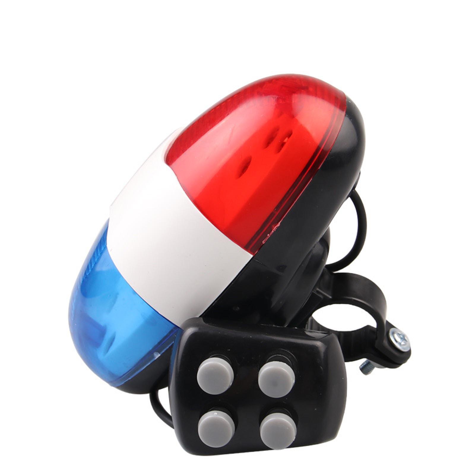 LED Bicycle Light Police Car Electric Siren Horn Bell Bike 4 Sounds Trumpet