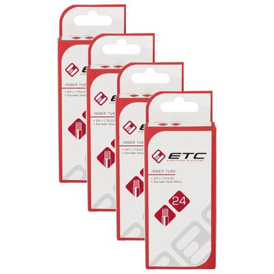ETC Kinderfiets Binnenband 24x1.75-2.25" 24 Inch Schrader Ventiel 4 Stuks
