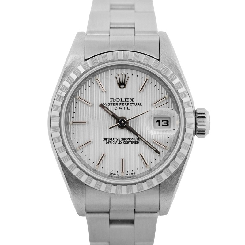 Ladies Rolex DateJust Silver TAPESTRY 26mm 79240 Stainless Steel Watch