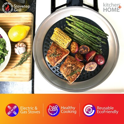 Stove Top Grill Pan - Smokeless Nonstick Indoor Grill Plate for Gas & Electric