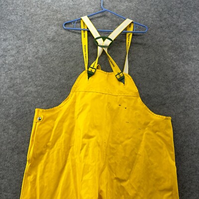 Helly Hansen Bib Overalls XL Yellow Logo Waterproof Sailing Boting Fishing Gear
