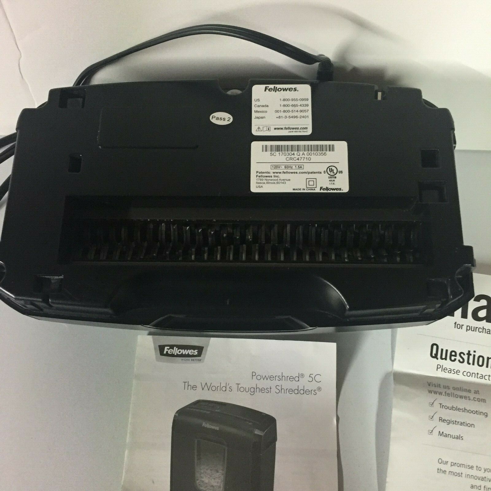 Fellowes Power Shred H-5C Cross-Cut 5 Sheet Paper&Credit Card Shredder CRC46820