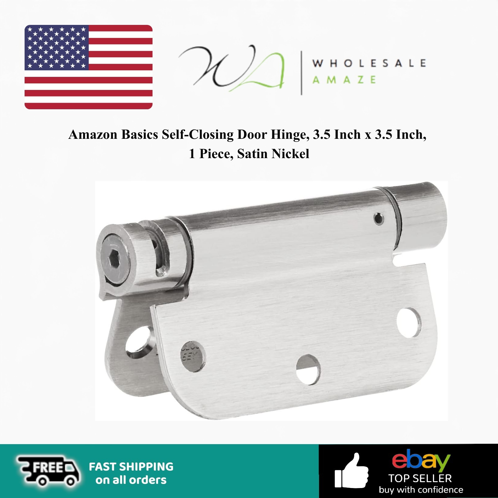 Self-Closing Satin Nickel Door Hinge 3.5 x 3.5