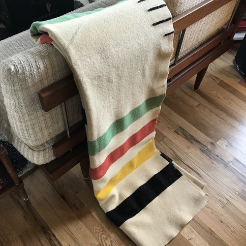 Vintage Wool Hudson Bay Blanket Stripes 84