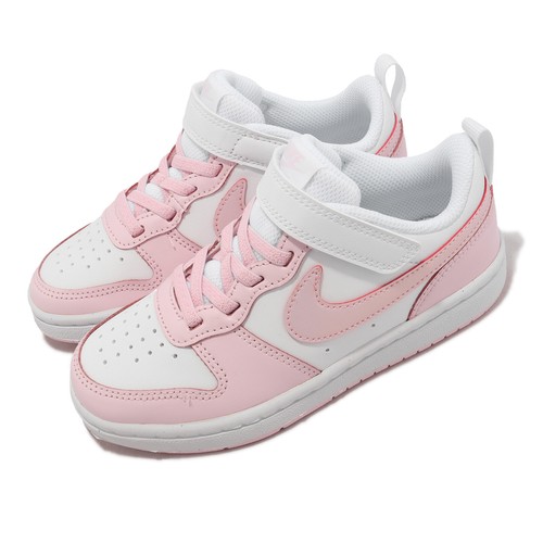 

Nike Court Borough Low 2 PSV White Pink Foam Kids Preschool Casual DQ0473-100, Белый, Court Borough Low 2 Psv