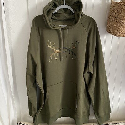Under Armour Men's UA Rival Fleece Antler Hoodie Marine OD Green 3XL