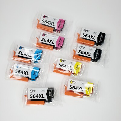 Smart Ink for HP Printer 564XL Black Cyan Magenta Yellow 9 Pack EXP- 04/2025 NEW