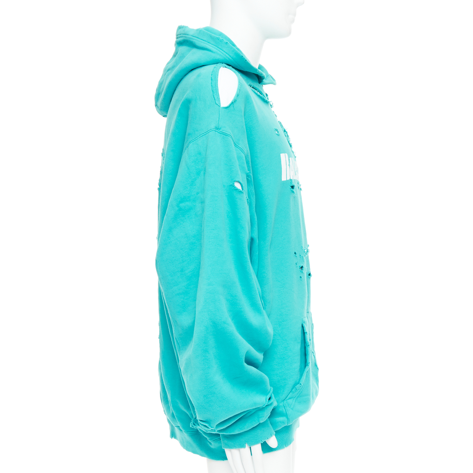 【送料&関税込】Balenciaga Destroyed Layered Hoodie BALENCIAGA Men's Double-layer Destroyed Hoodie In Blue