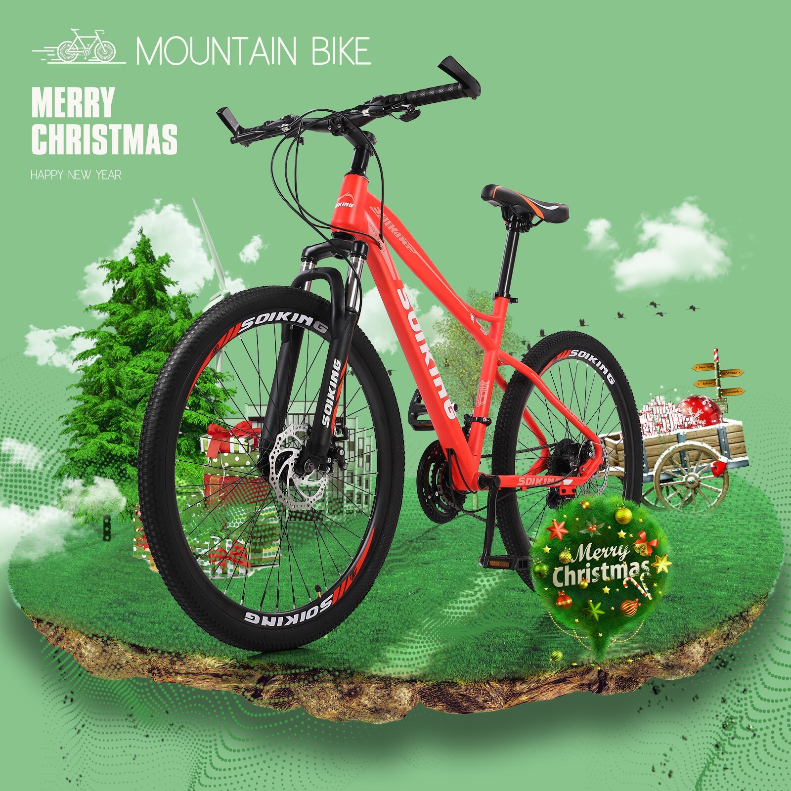 26 Inch Mountain Bike With 21 Speed Dual Disc Brakes Suspens