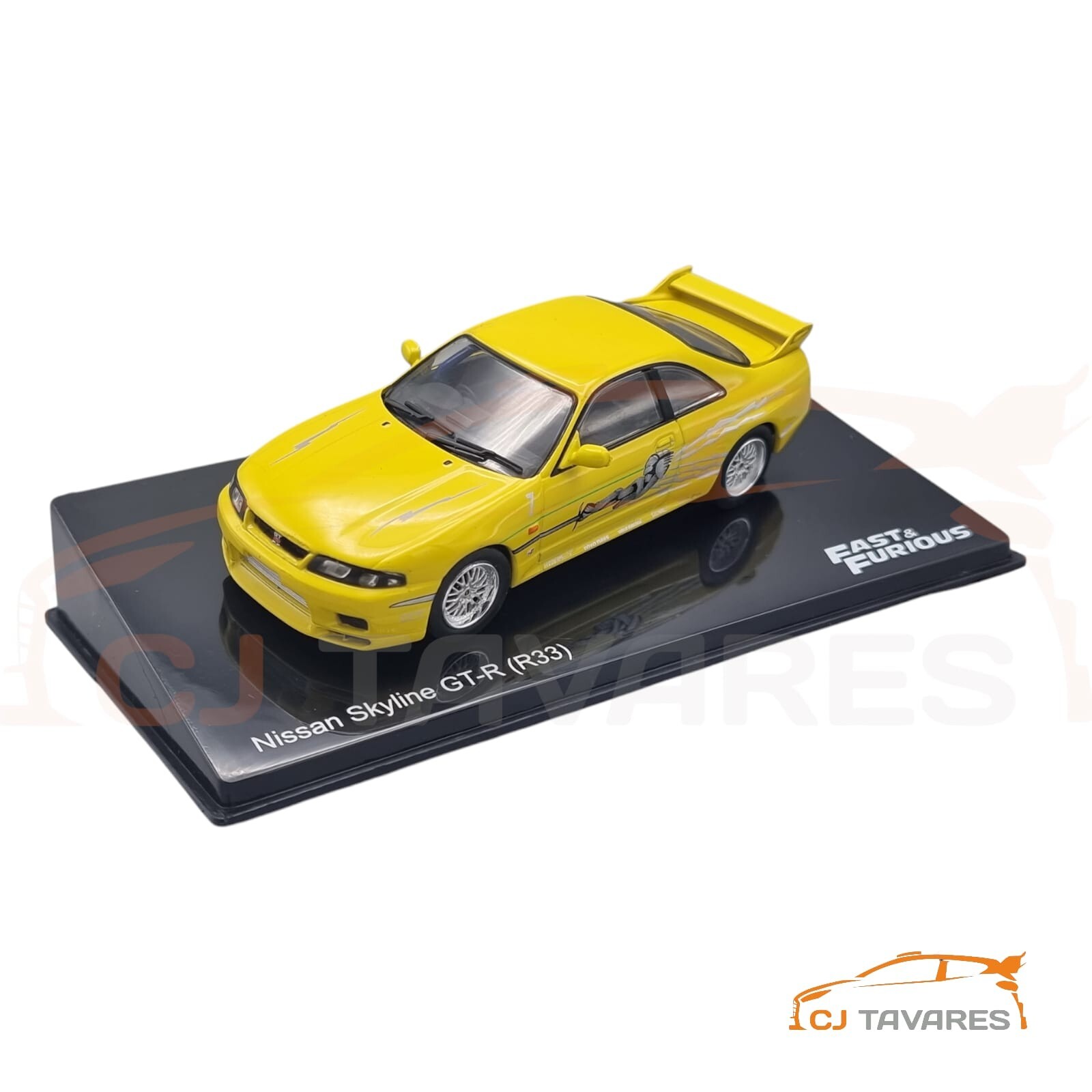 NISSAN SKYLINE イエロー 1/43 ミニカー NISSAN SKYLINE GT-R (R-33), FAST & FURIOUS, ALTAYA, 1:43 DIE