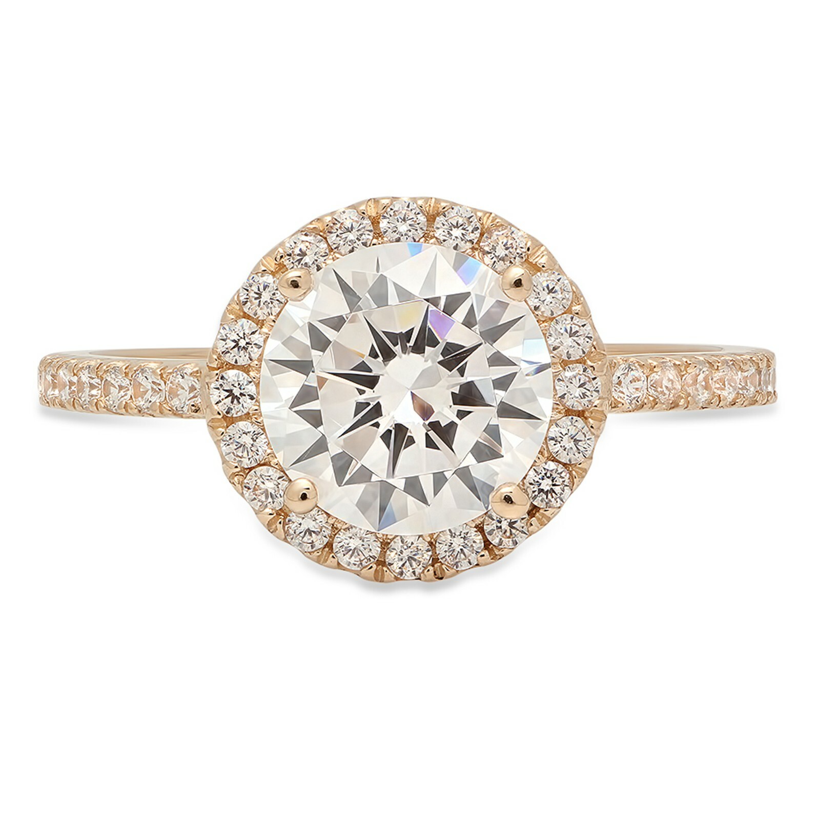 Pre-owned Pucci 1.85 Ct Round Cut Halo Moissanite Classic Bridal Statement Ring 14k Yellow Gold In White/colorless